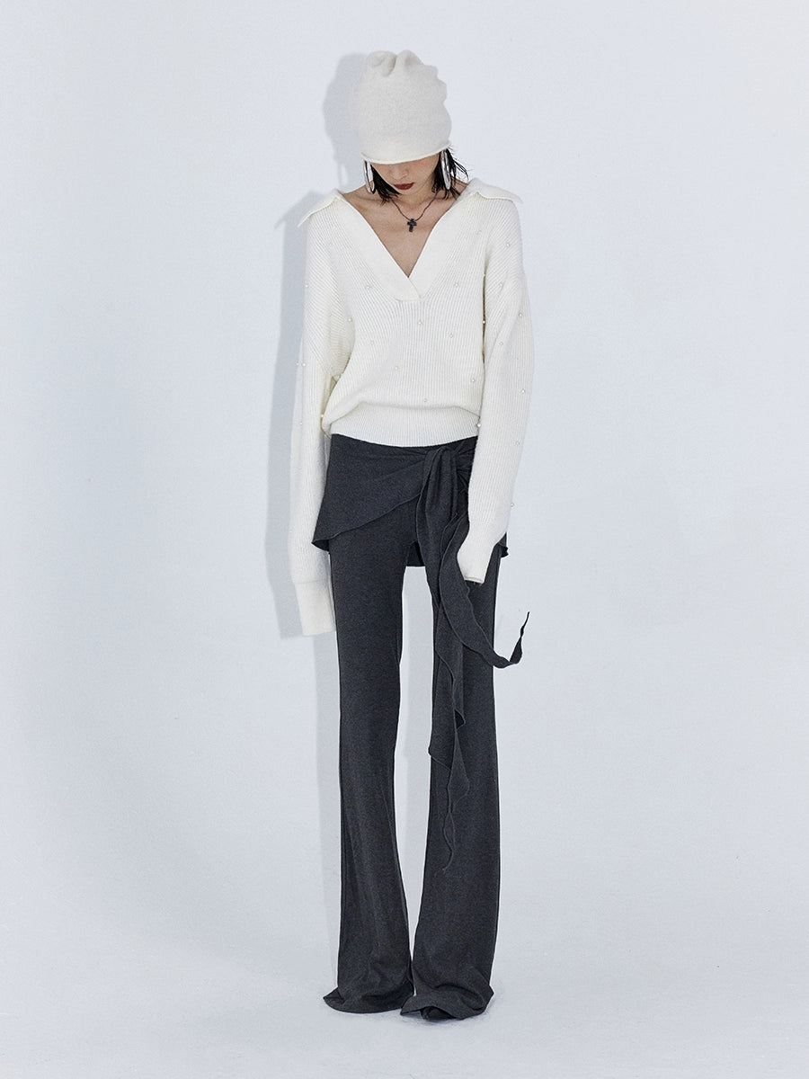 Cascade Drape‑Wrap Pants