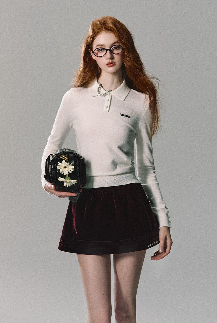 Velvet Pleated Mini Skirt