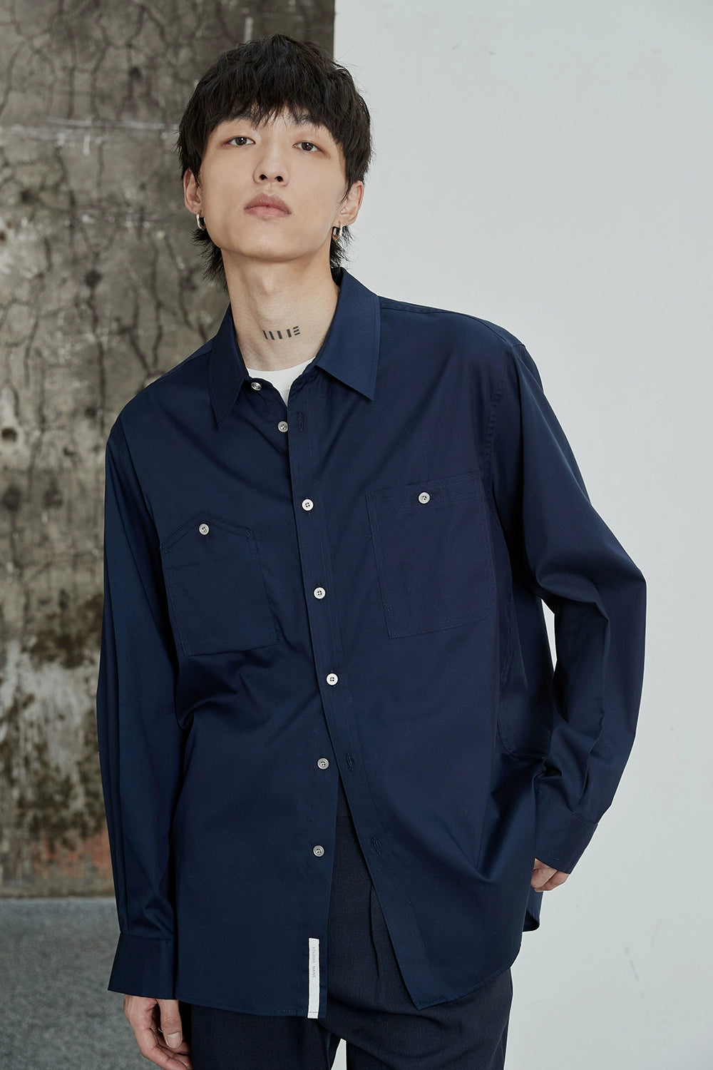 Asymmetric Pocket Oversized Shirt