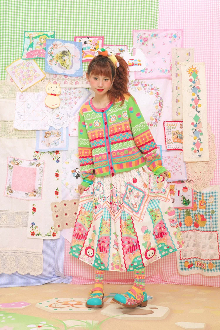 Rainbow Bunny Fair Isle Cropped Cardigan