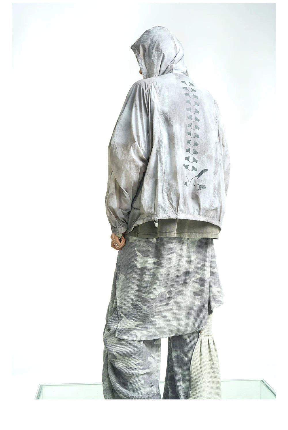 Skeleton Print Hooded Windbreaker Jacket
