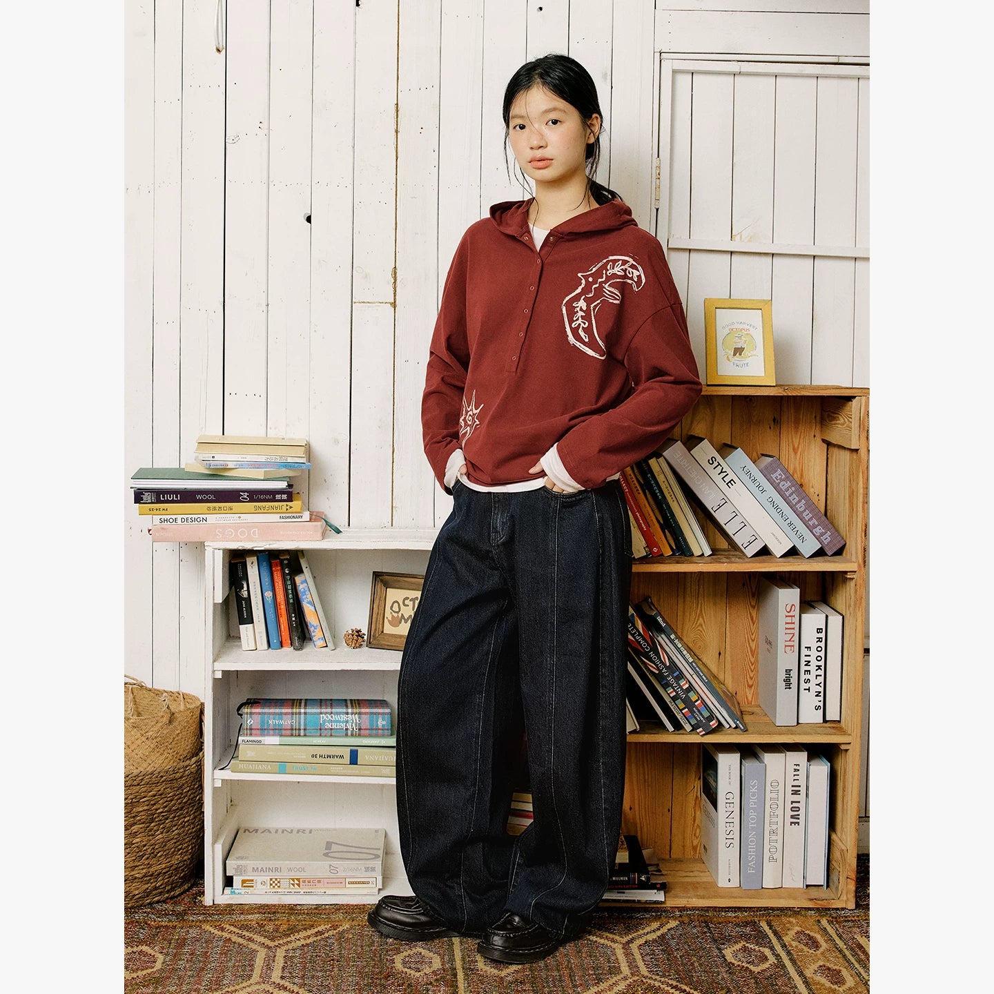 Graphic Embroidered Oversized Polo Shirt