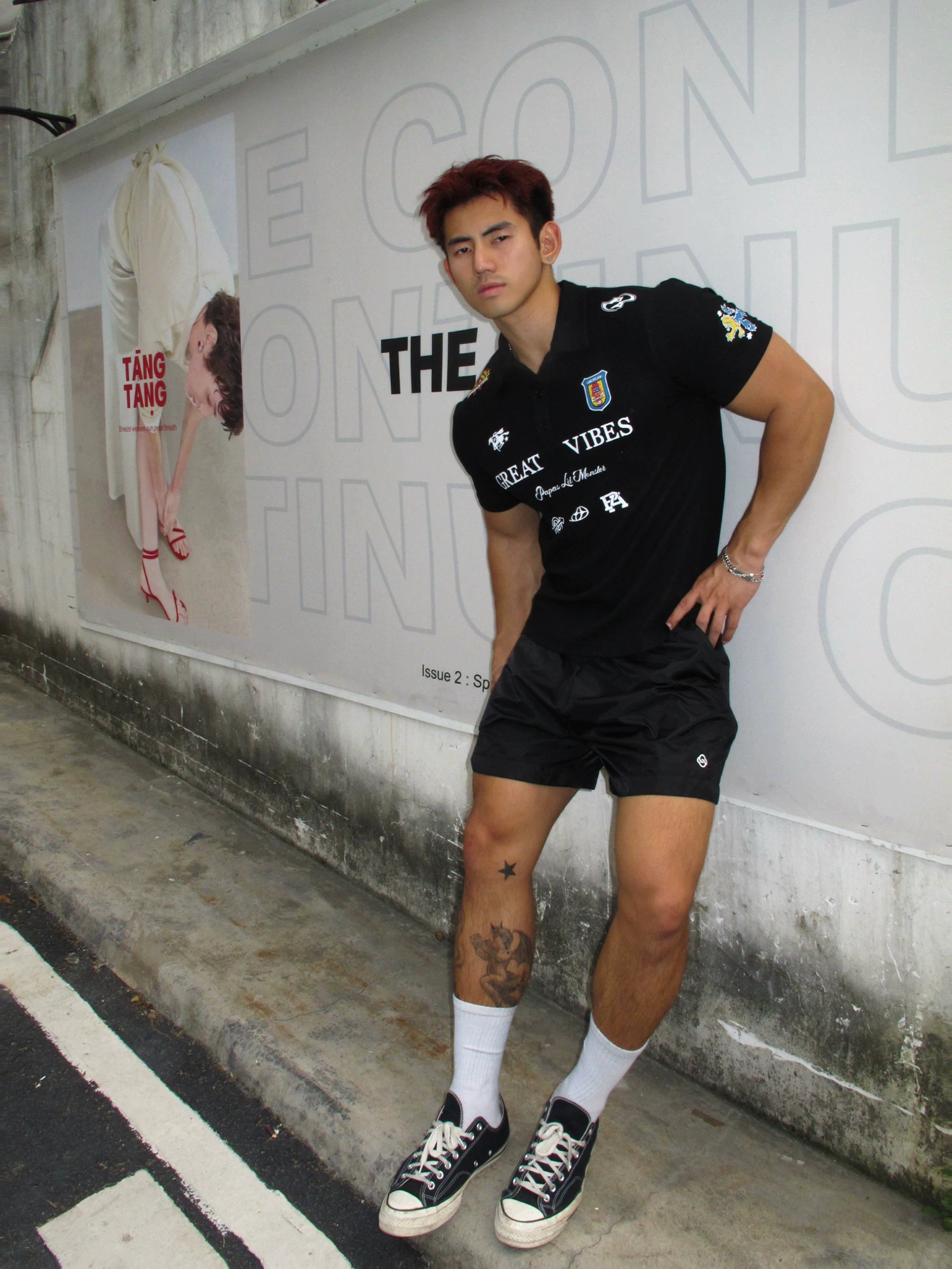 Great Vibes Black Graphic Polo Shirt