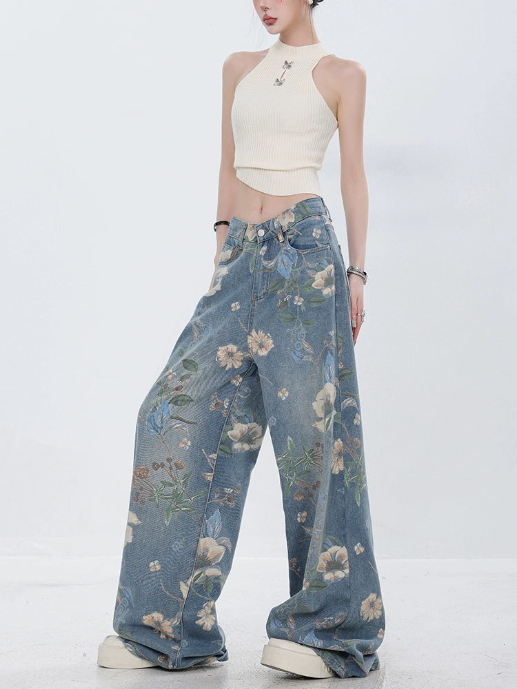 ABWEAR Blooming Botanica Wide-Leg Jeans