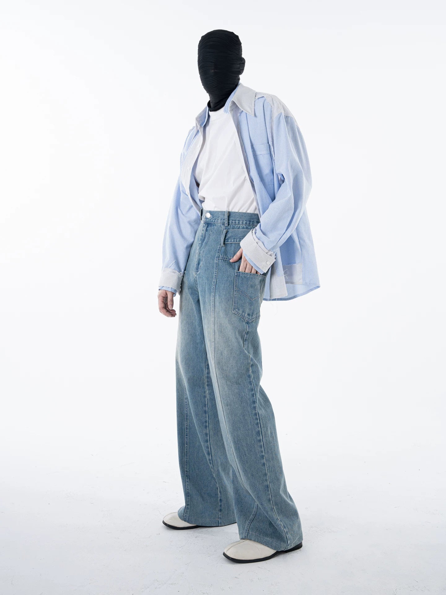 Skyline Panel Wide‑Leg Jeans
