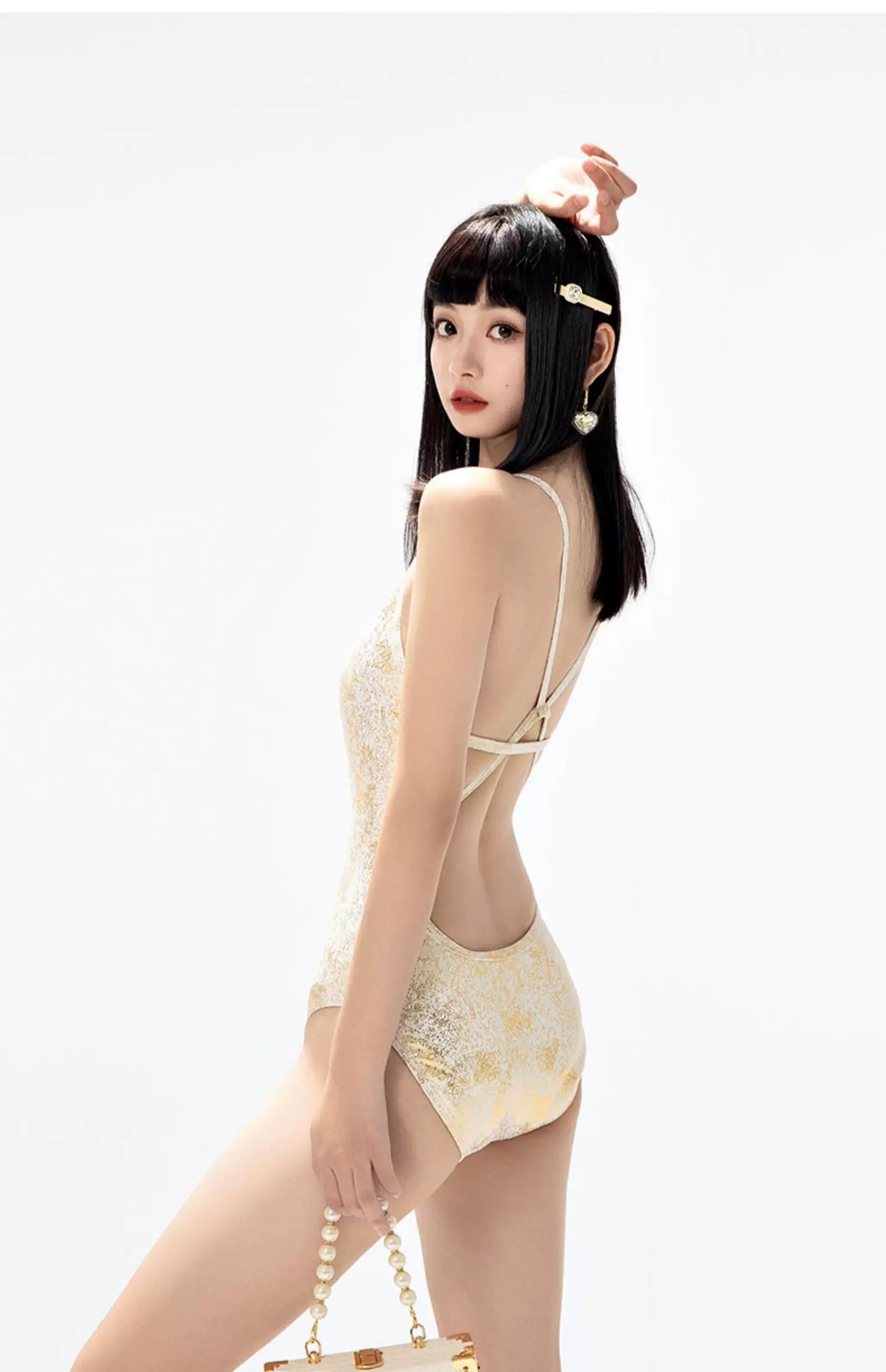 Gilded Frost Shimmer One‑Piece Swimsuit