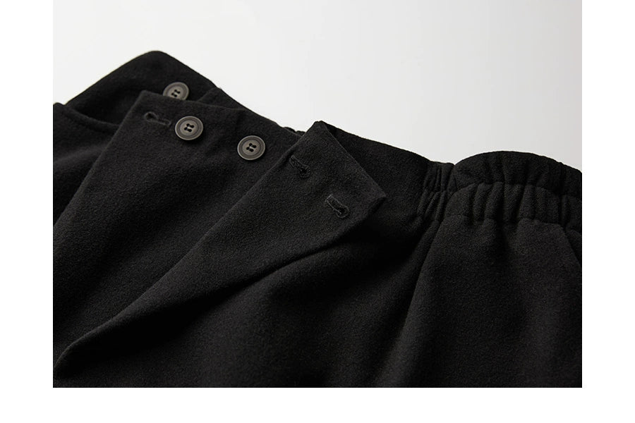 Black Wide-Leg Casual Dress Pants