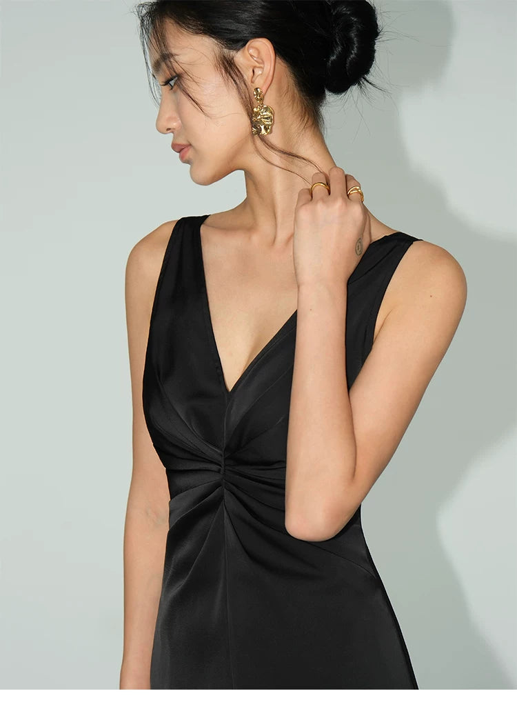 Twilight Drape Knot Satin Maxi Dress