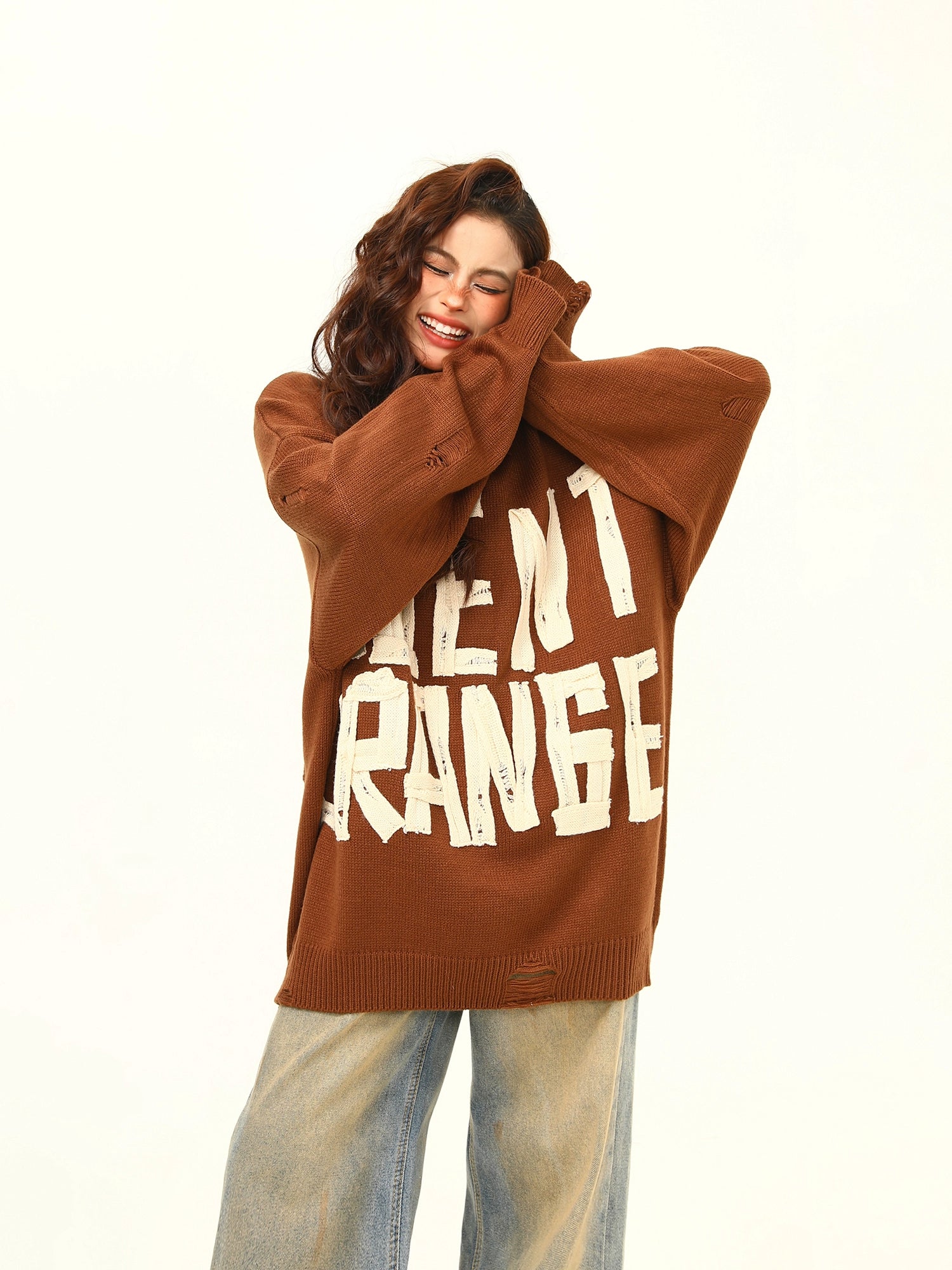 Agent Orange Distressed Knit Sweater