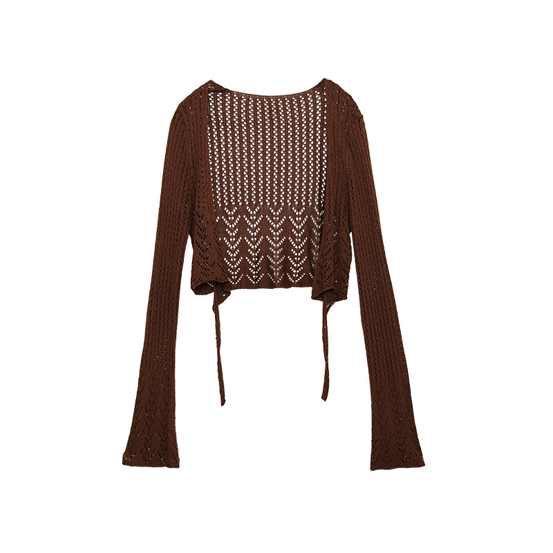 Sheer Knit Tie Cardigan