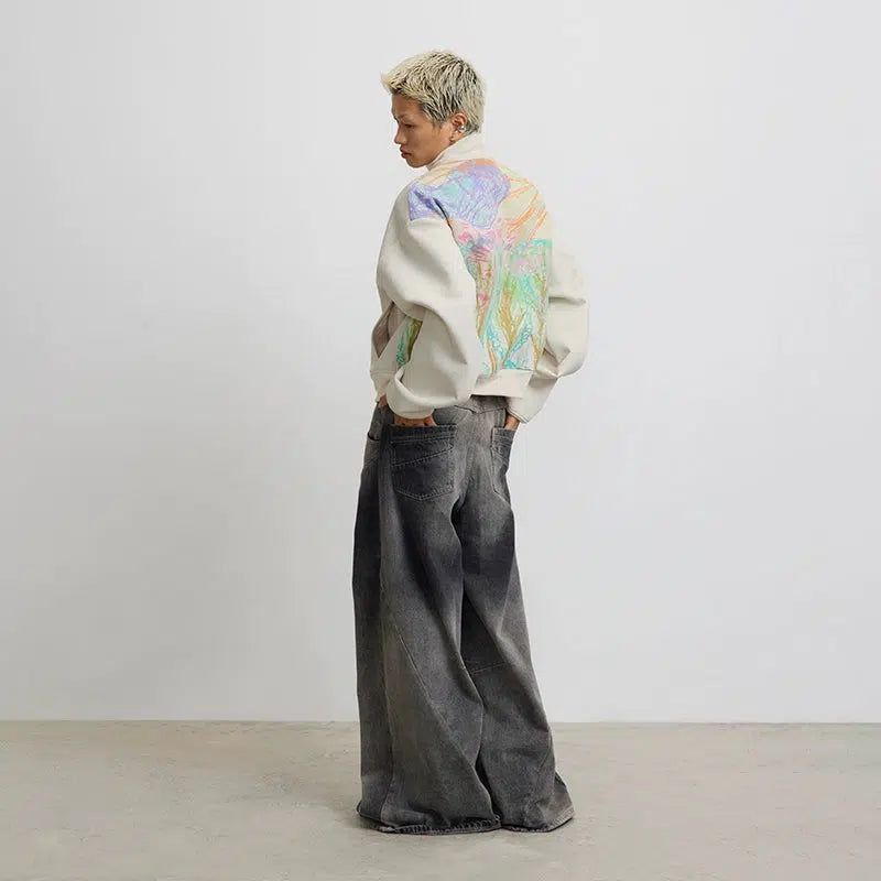 Artistic Crayon Drawings Zipped Jacket - chiclara