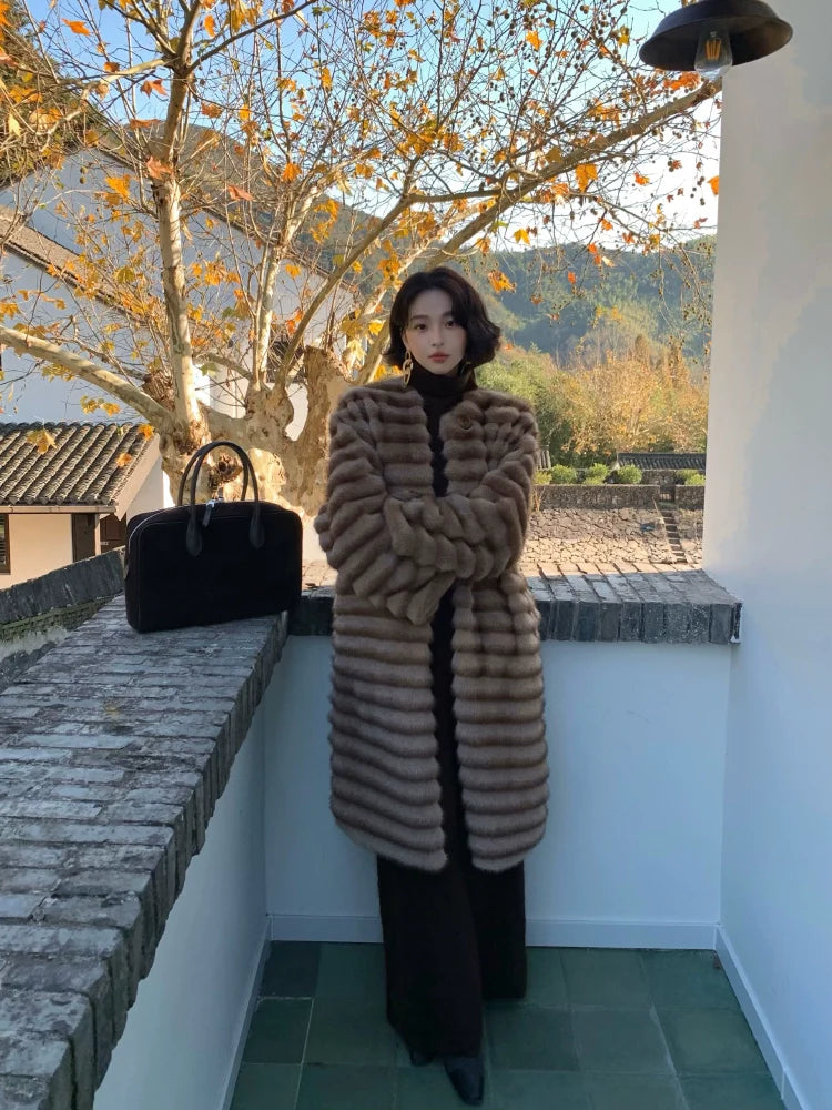 Brown Faux Fur Long Coat