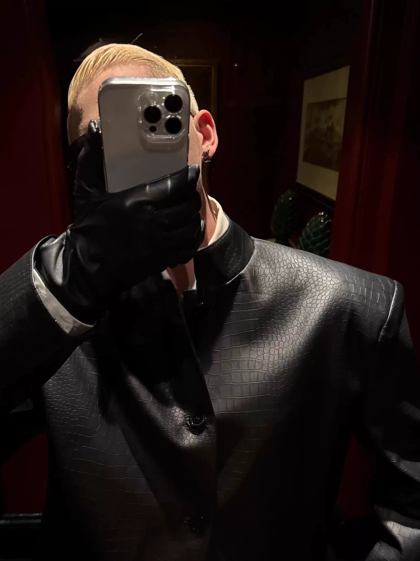 Midnight Reverie Croc-Textured Tux Jacket