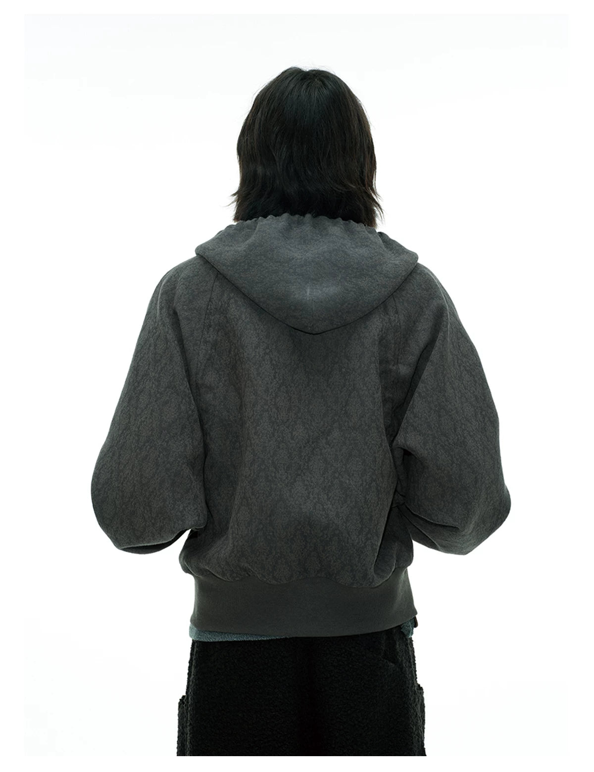 Charcoal Tonal-Jacquard Zip Hoodie