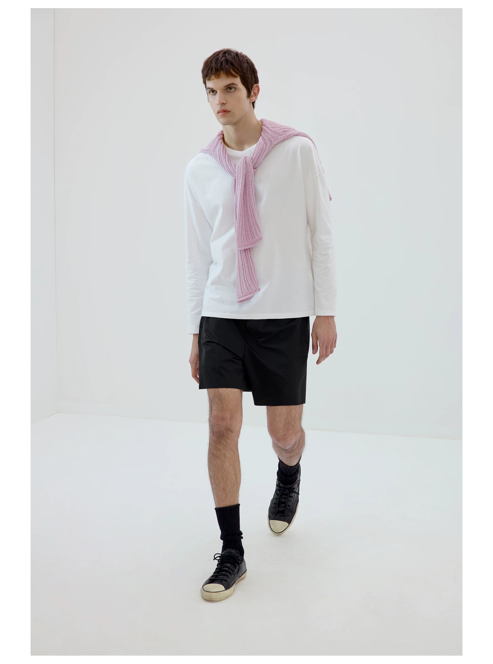 Relaxed V-Neck Long-Sleeve Tee