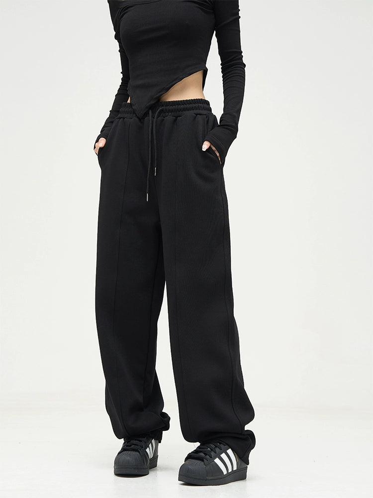 Elastic Waistband Wide-Leg Sweatpants