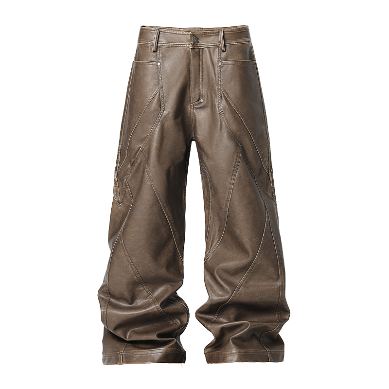 Retro Polyurethane Leather Motorcycle Pants - chiclara