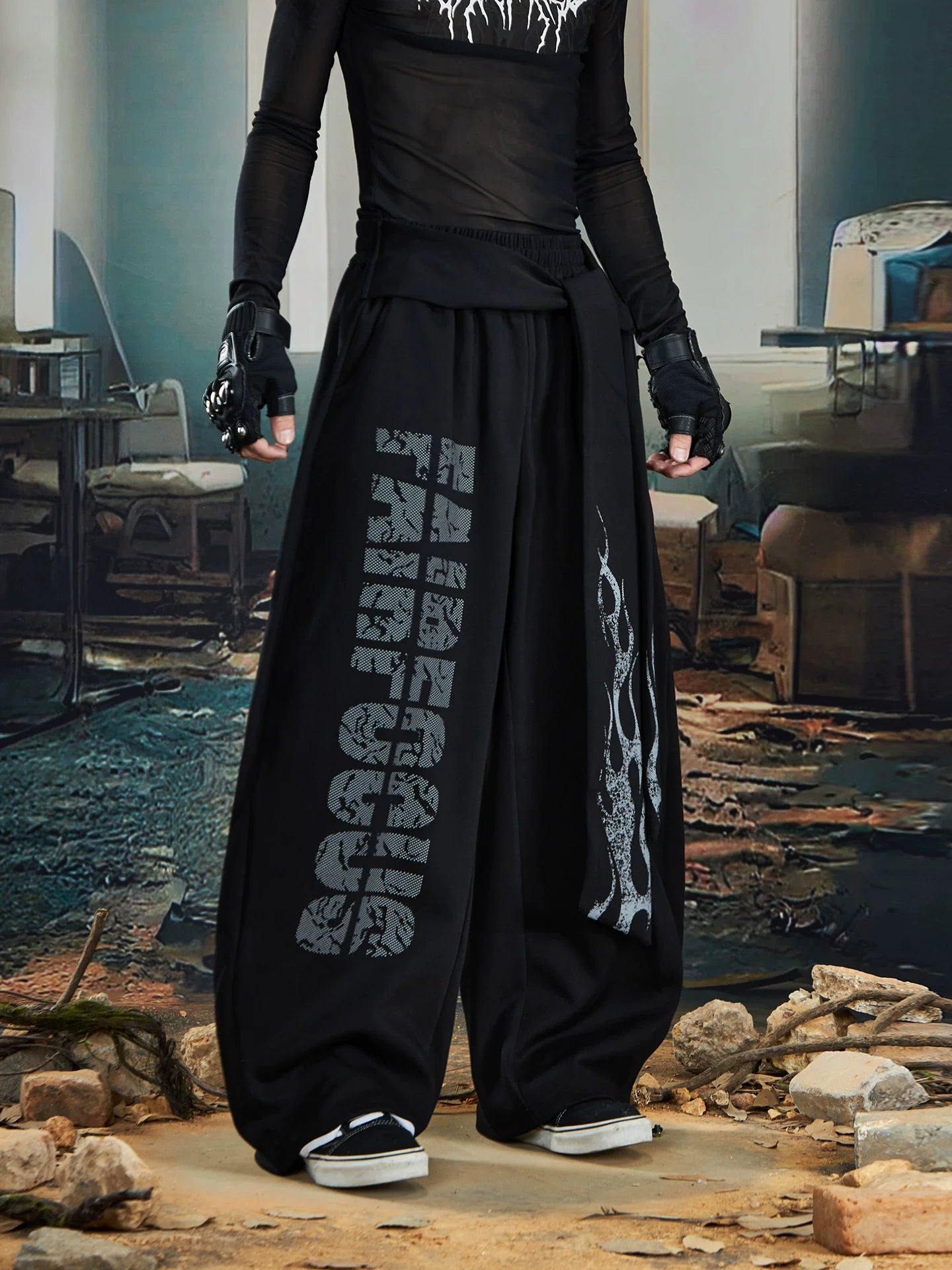 Inferno Sash Wide-Leg Fleece Pants