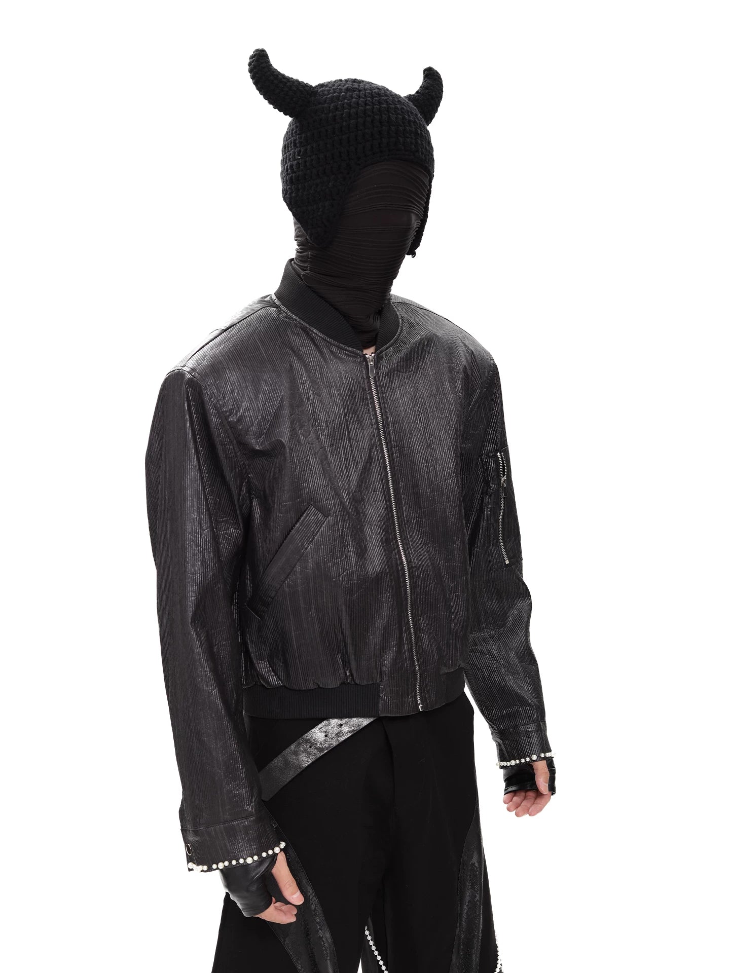 Obsidian Flux Reflective Bomber Jacket