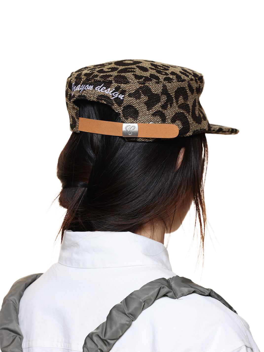 C-Embroidered Flat-Crown Cap - Leopard - Rear strap on model - view 4