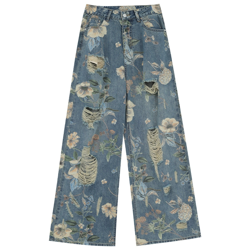 ABWEAR Blooming Botanica Wide-Leg Jeans