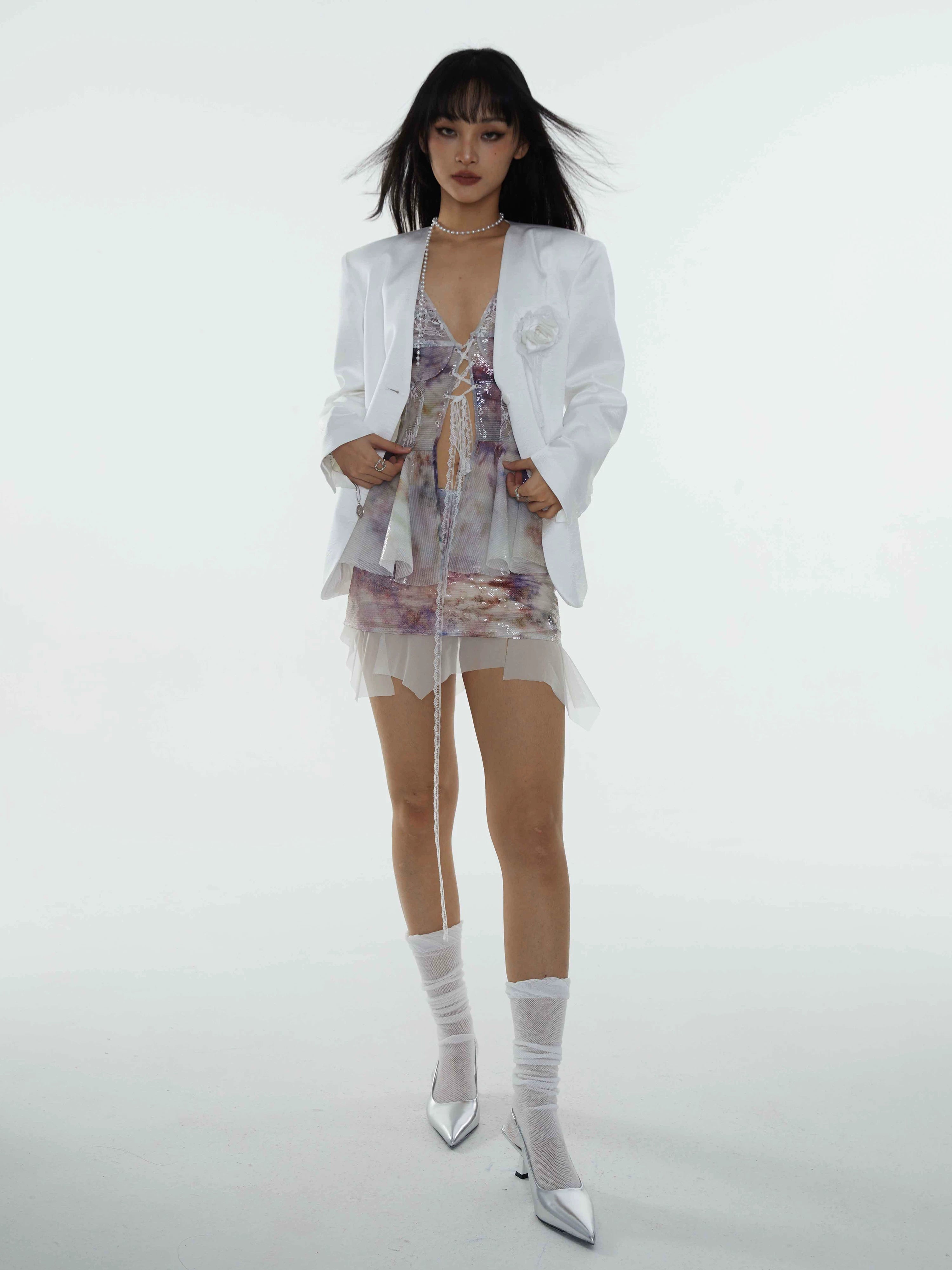 Opalhaze Sequin Layered Mini Skirt