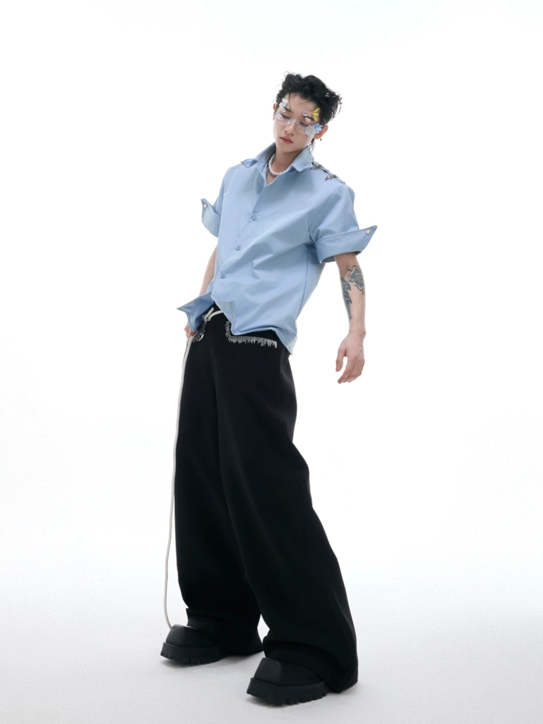 White Short Sleeve Button-Up Shirt