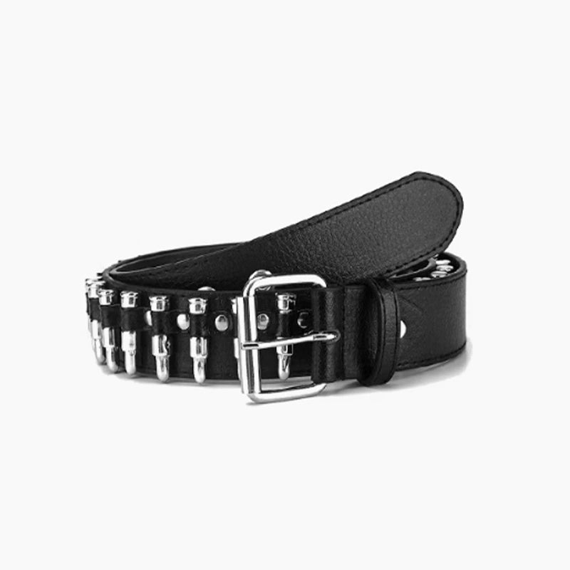 Black Bullet Studded Leather Belt