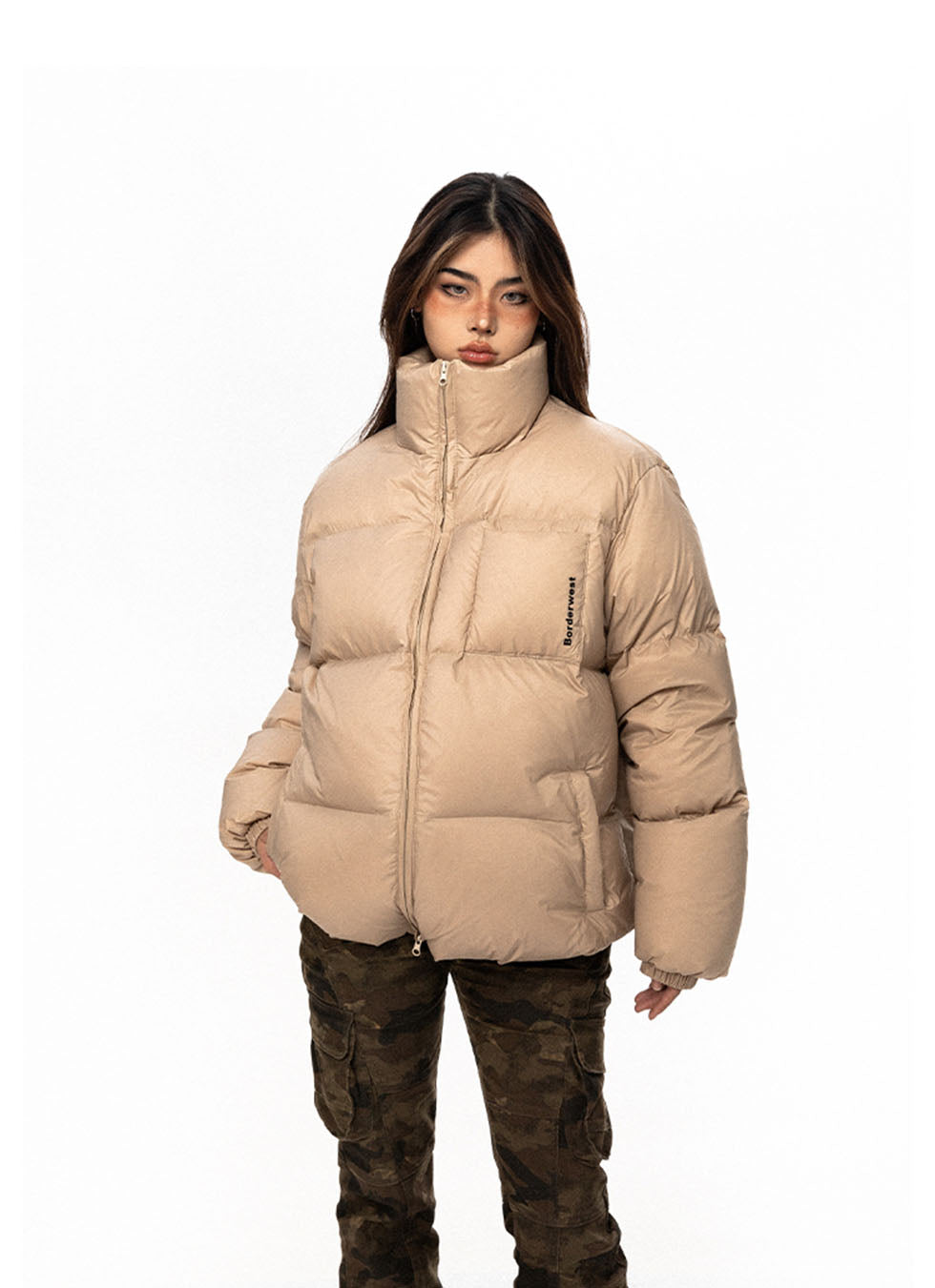 Stand Collar White Duck Down Jacket - chiclara