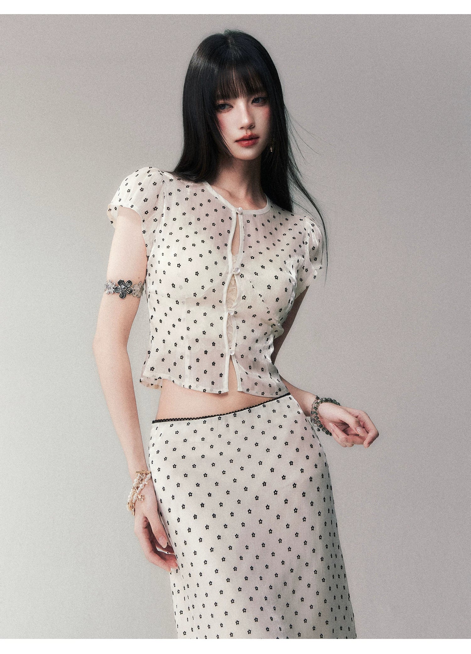 Garden Lumière Dotted Mesh Blouse