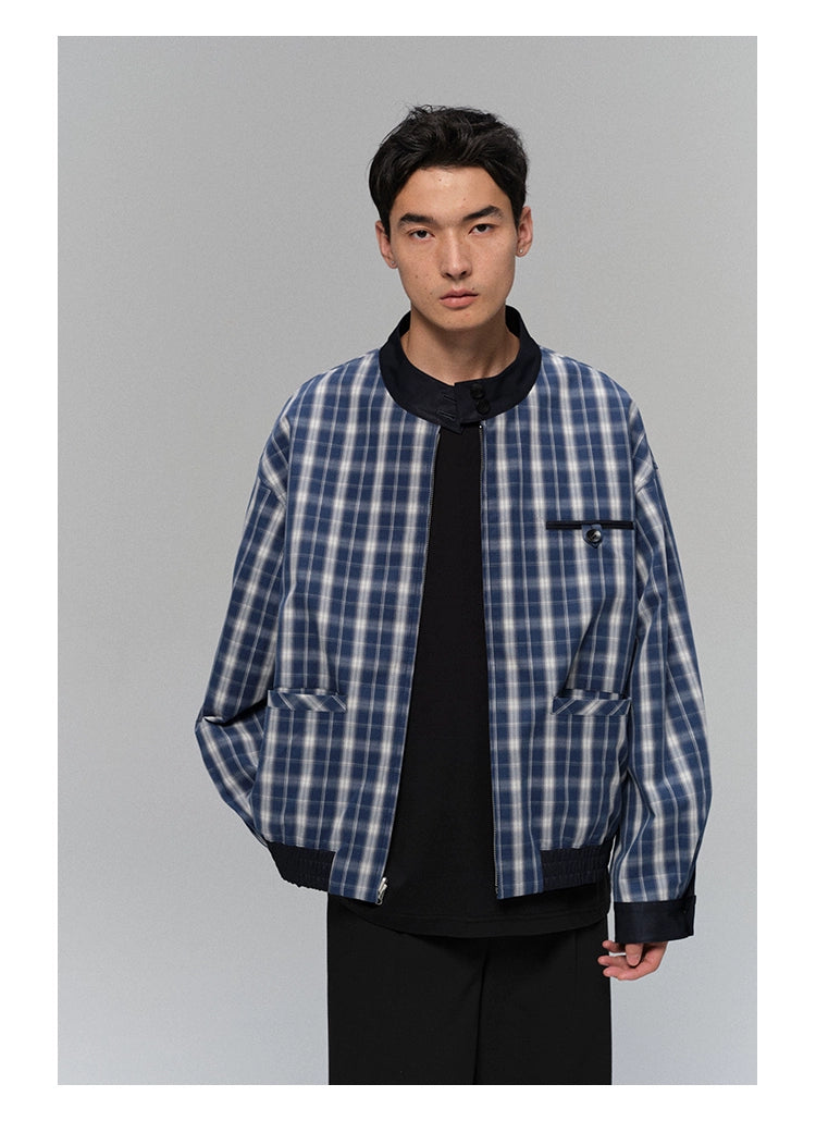 Plaid-Lined Reversible Harrington Jacket