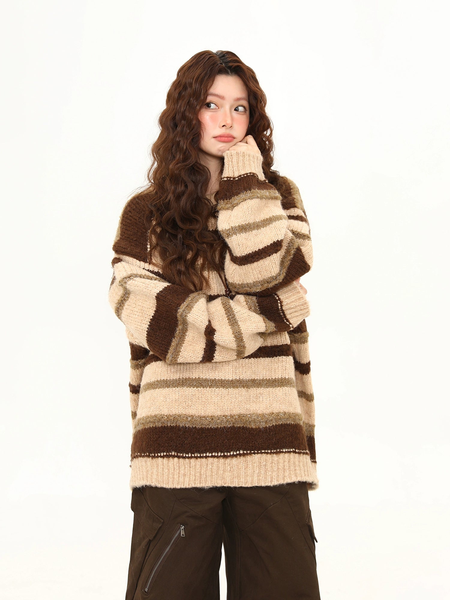 Caramel Swirl Cozy Stripe Sweater