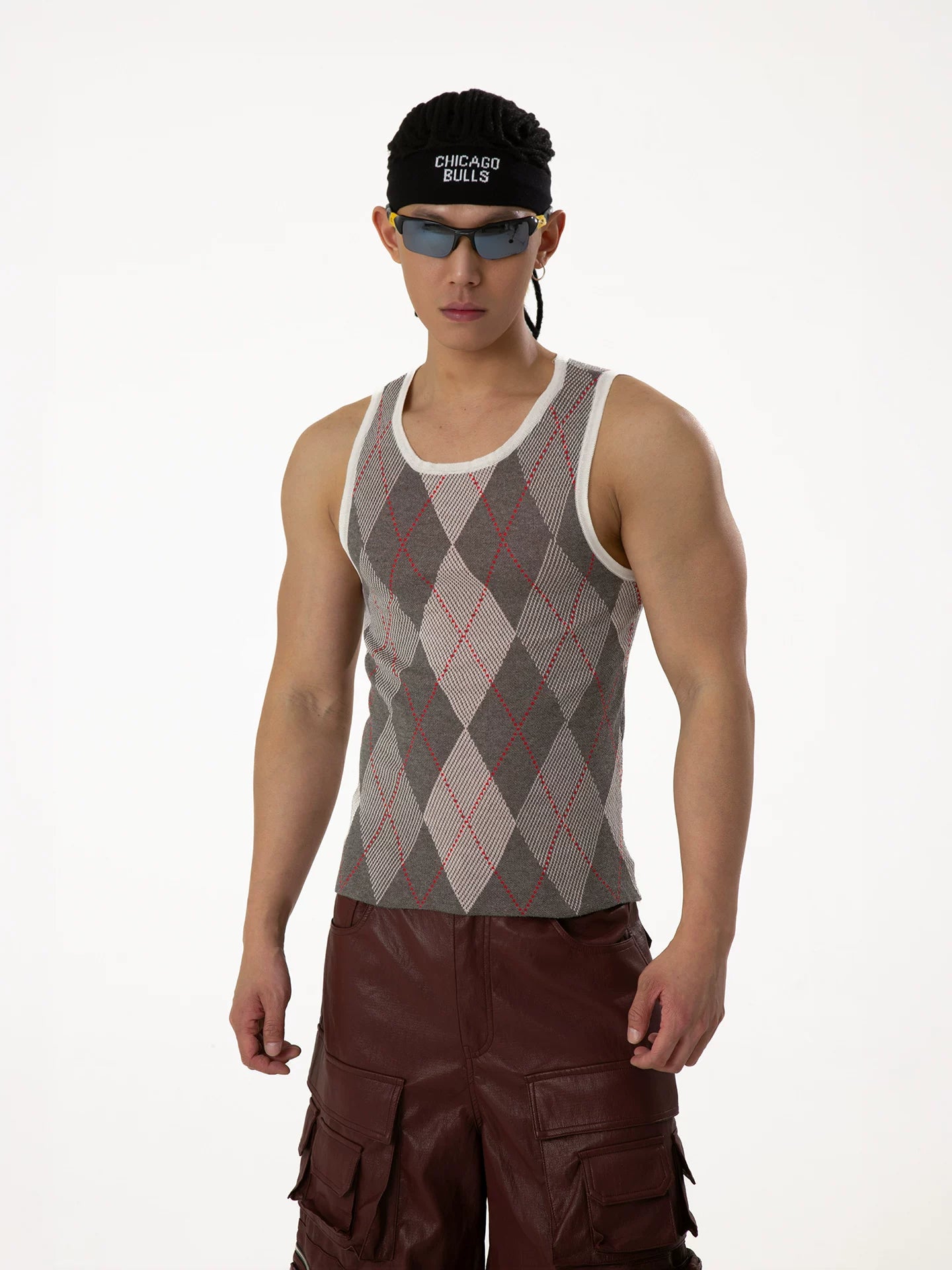 Retro Fairway Argyle Knit Tank Top