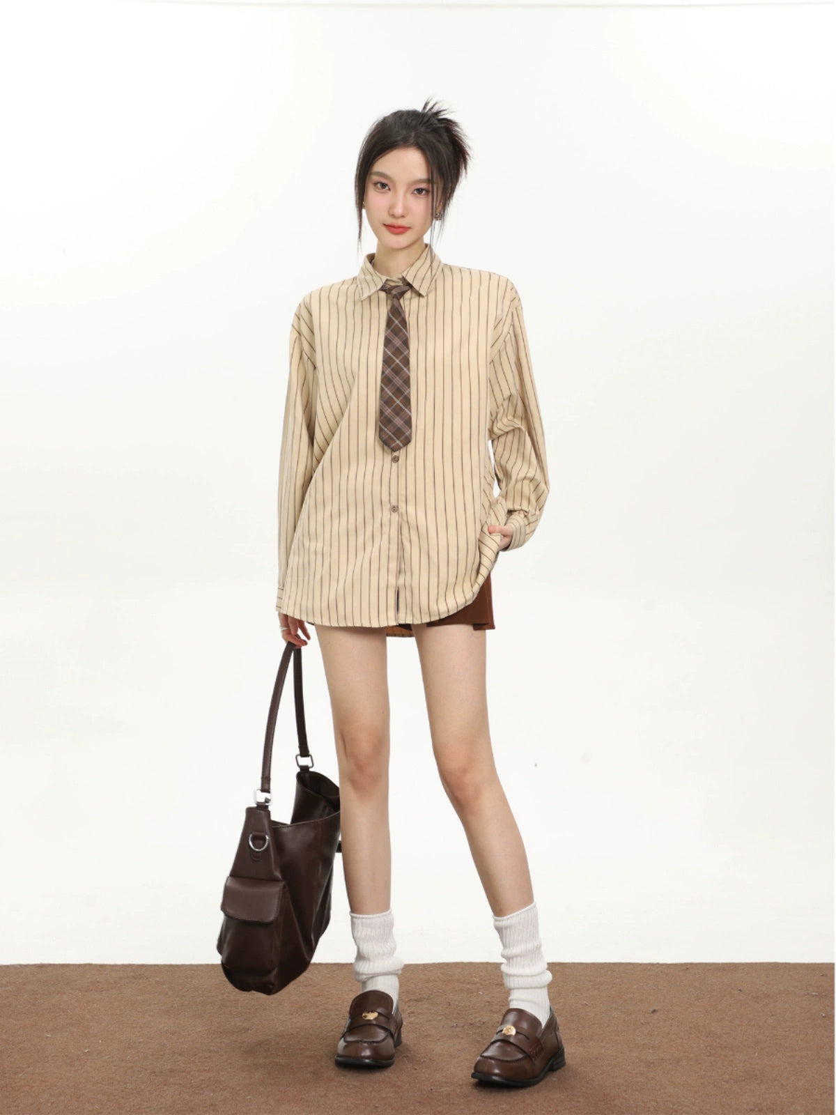 Vintage Basic Vertical Striped Long Sleeve Shirt