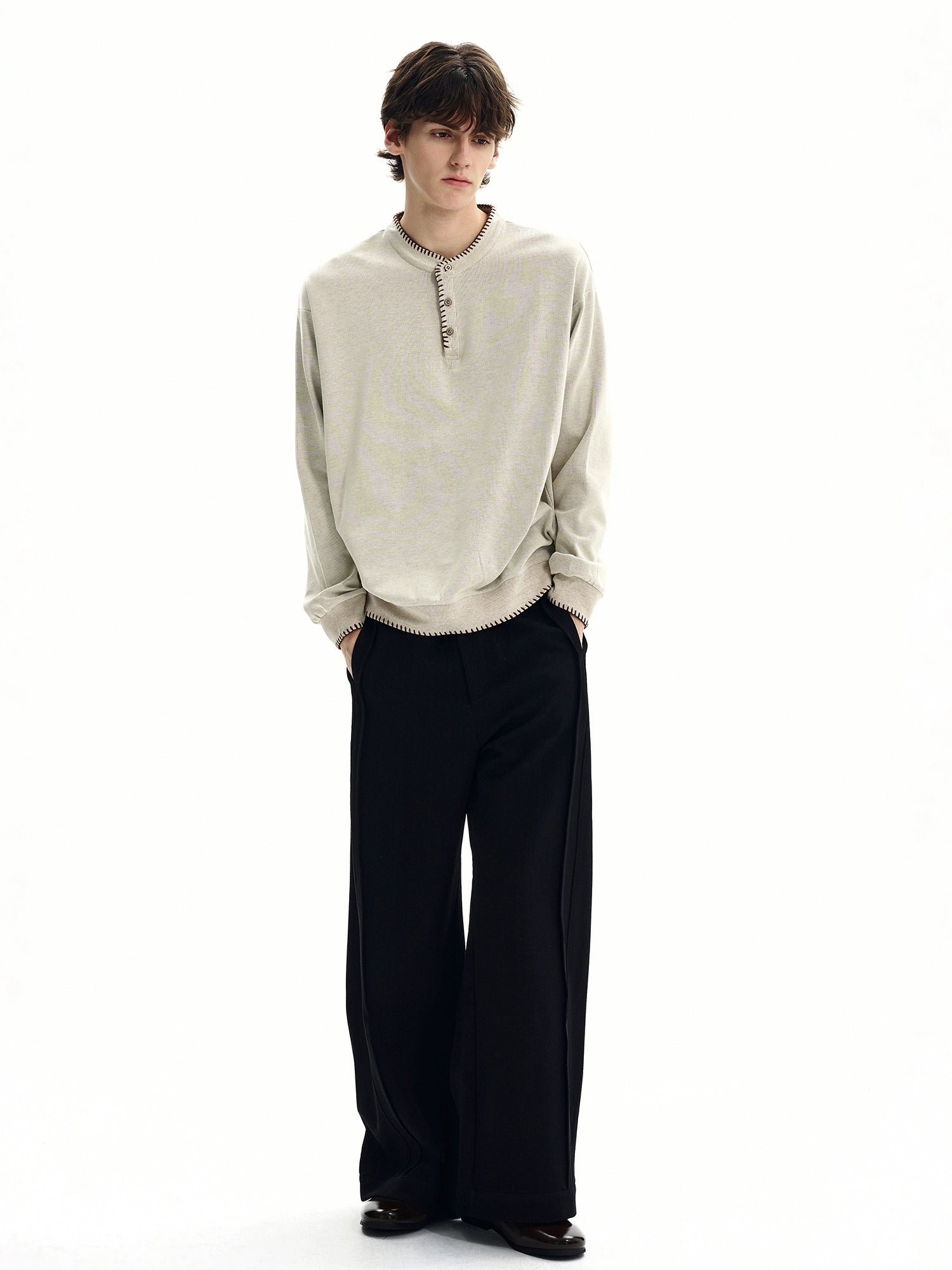 Ivory Stitch Henley Sweatshirt