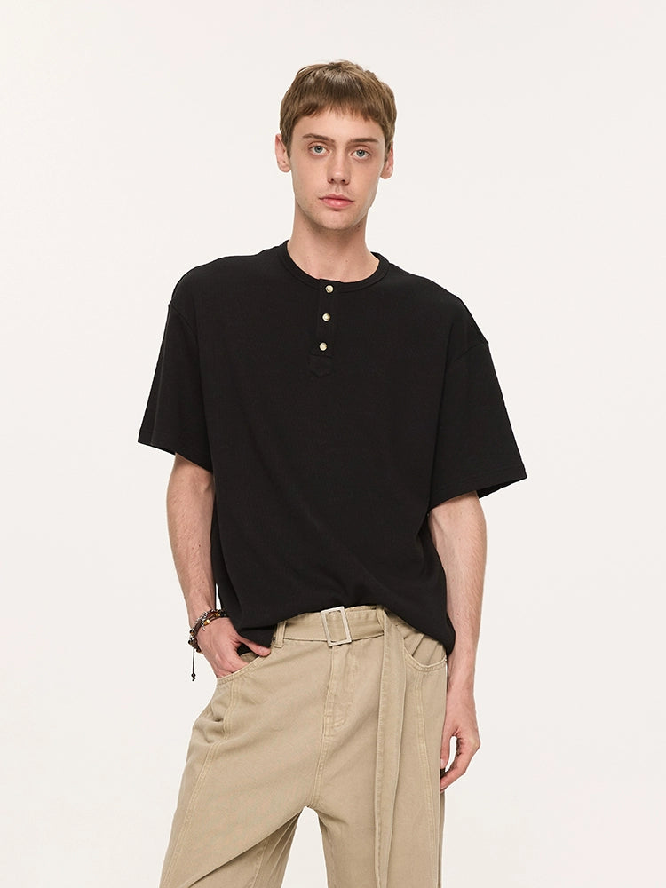 Basic Short Sleeve Henley Tee
