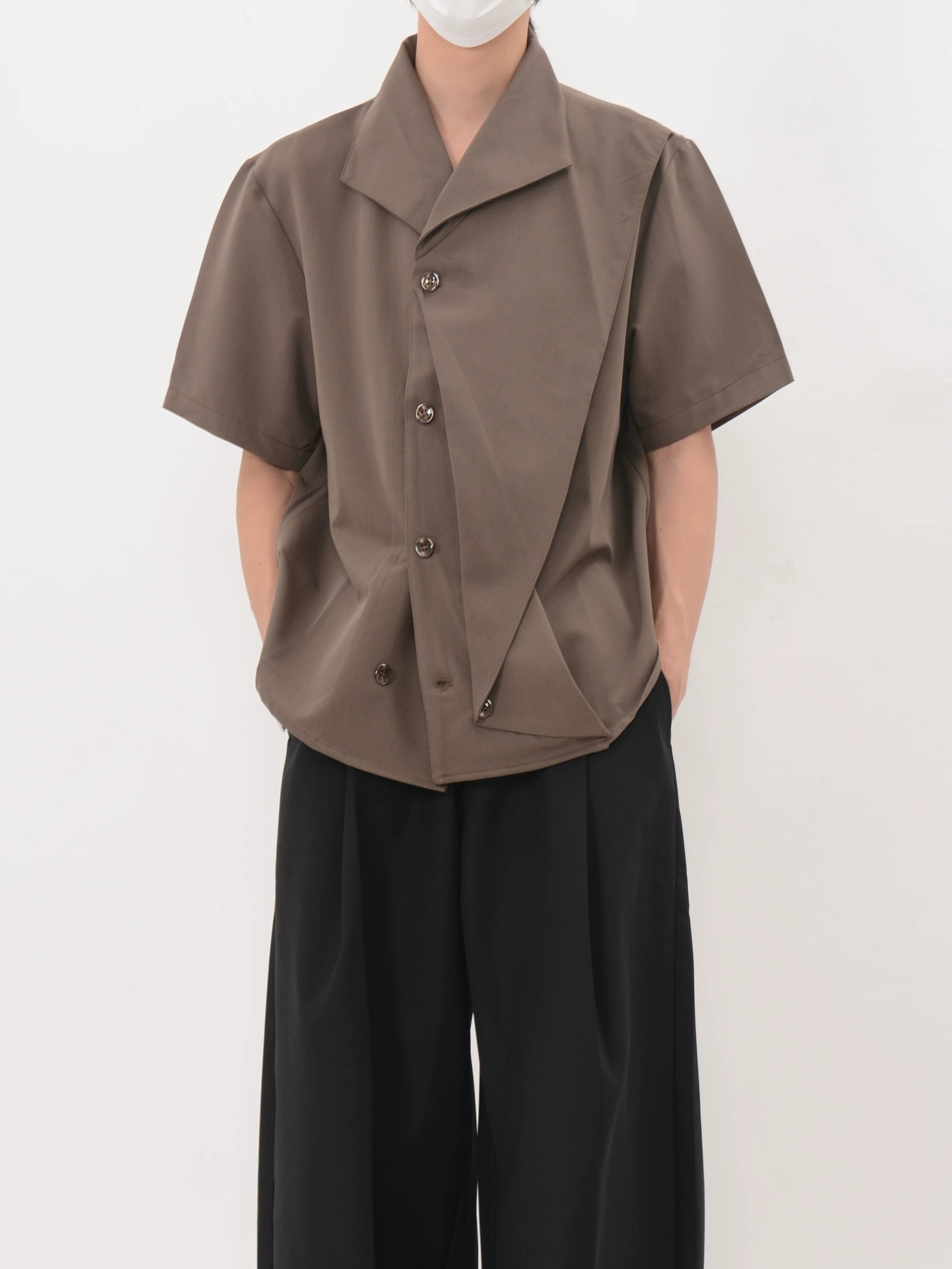 Asymmetric Cascade Button Shirt