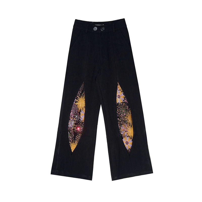 Firework Design Straight-Leg Pants - chiclara