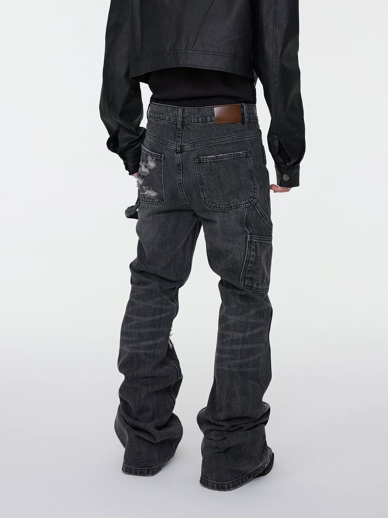 Charcoal Ruin Stacked Denim Jeans