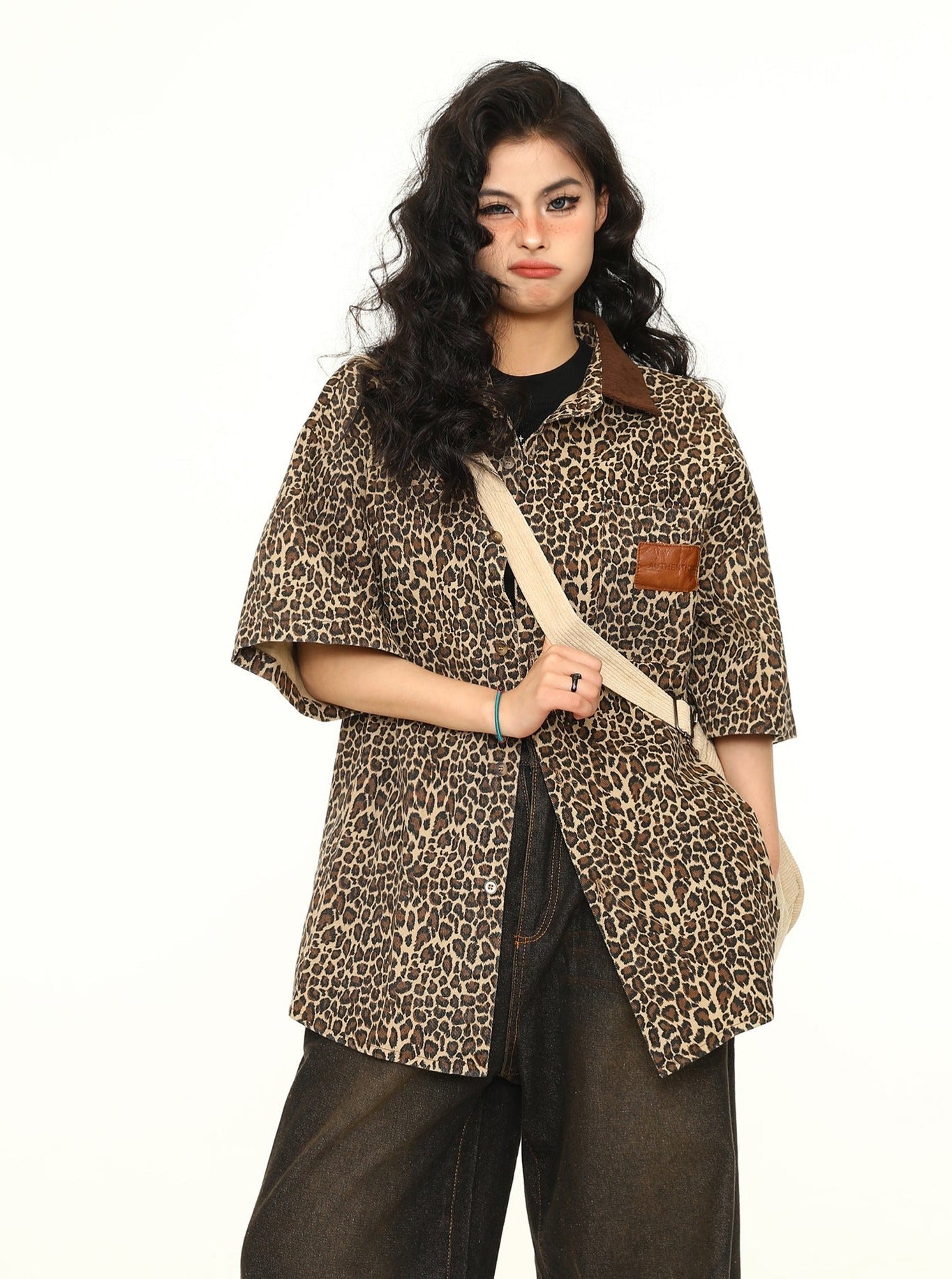 Leopard Print Oversized Work Shirt