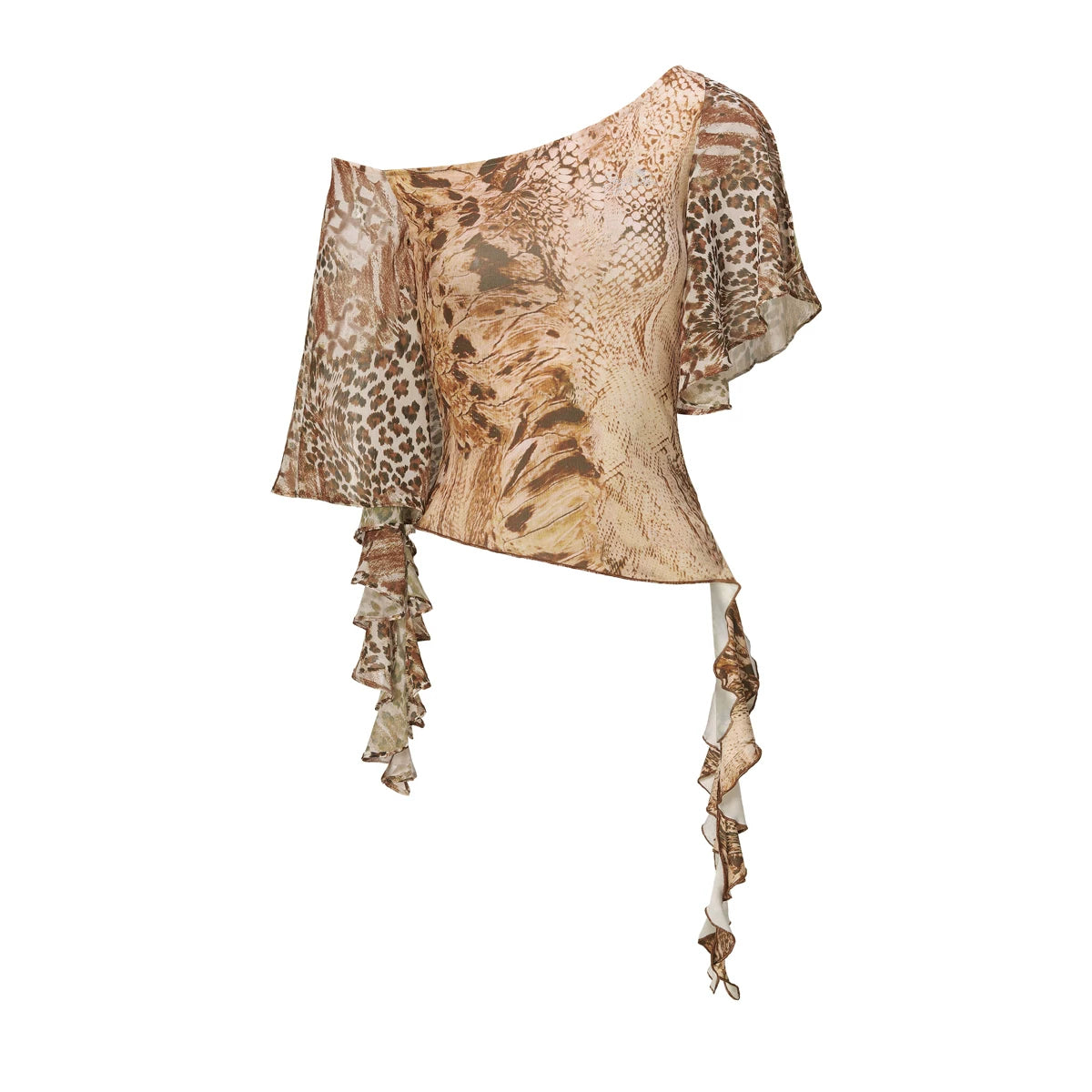 Savanna Ember One‑Shoulder Ruffle Top