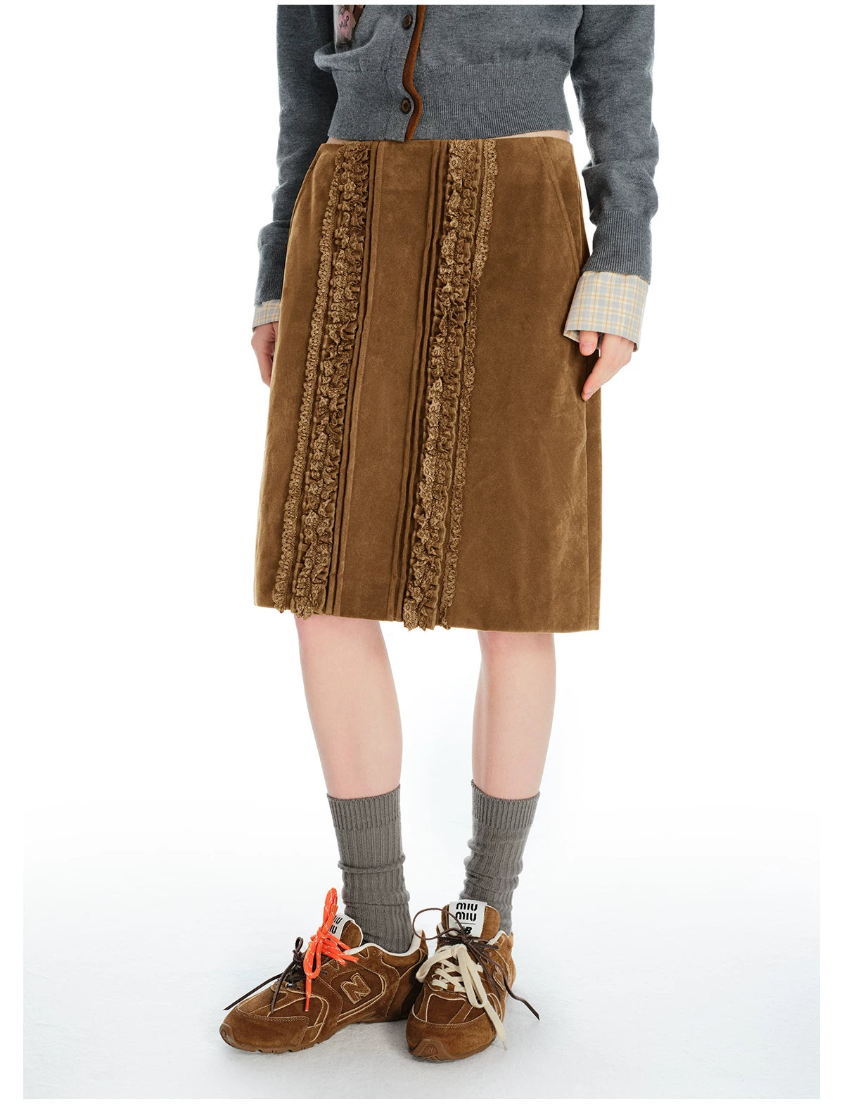 Caramel Lace Carriage Midi Skirt