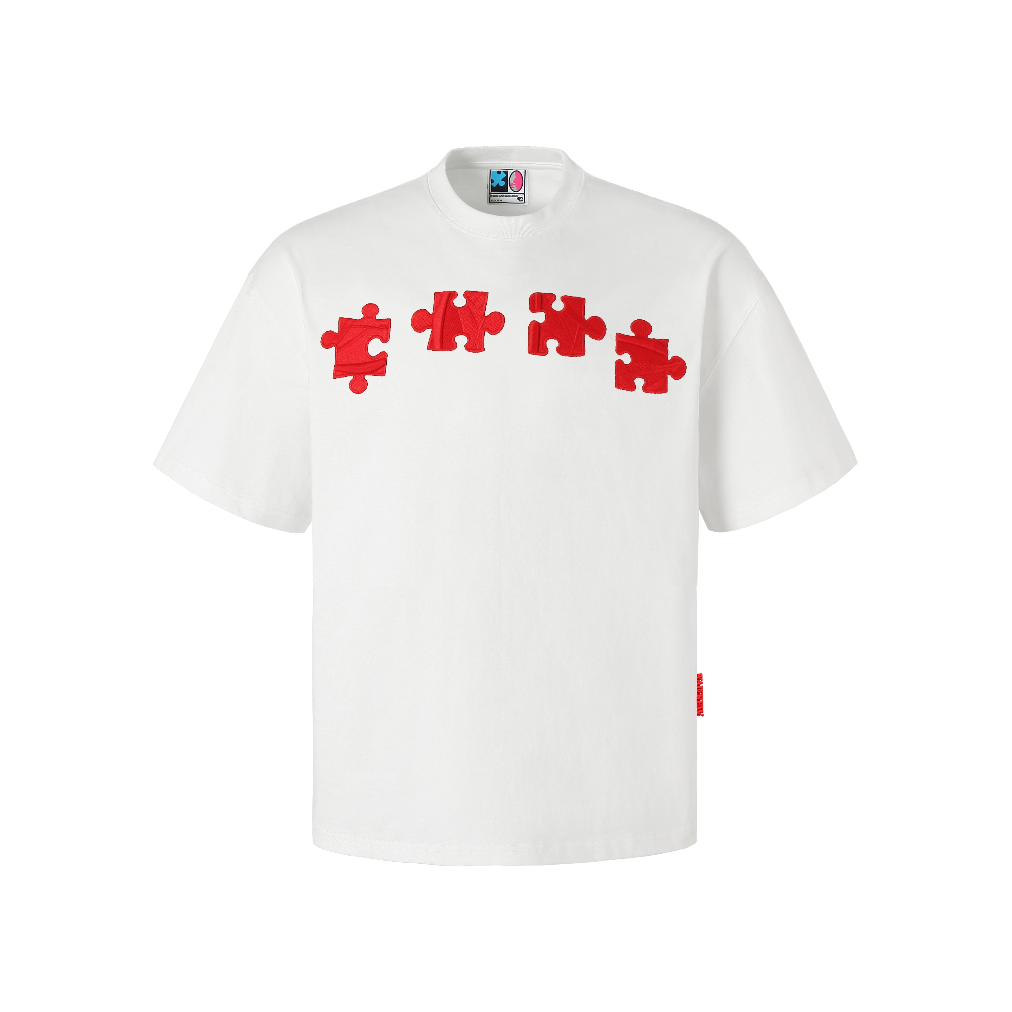 Unique 3D Textured Jigsaw Puzzle Embroidered Tee - chiclara