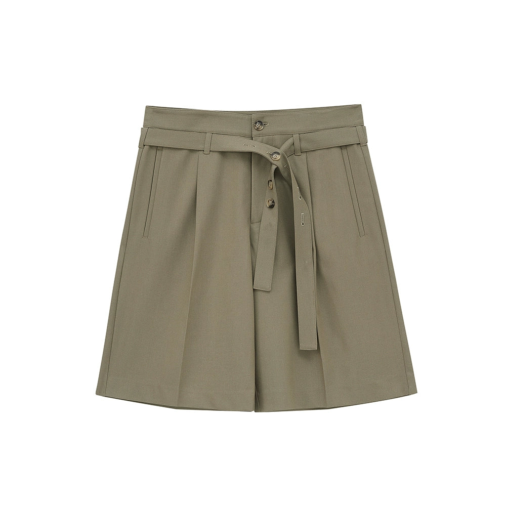 Draped Drawstring Mid-Length Shorts