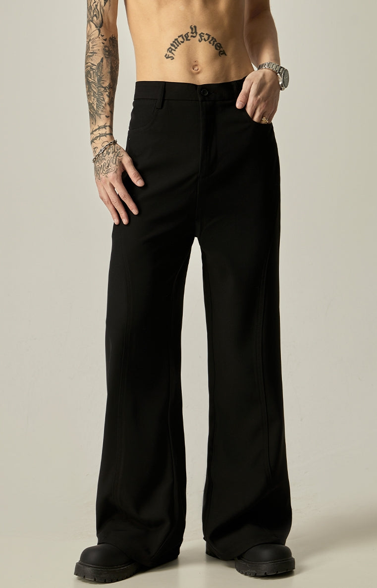 Sleek Noir Wide-Leg Dress Trousers