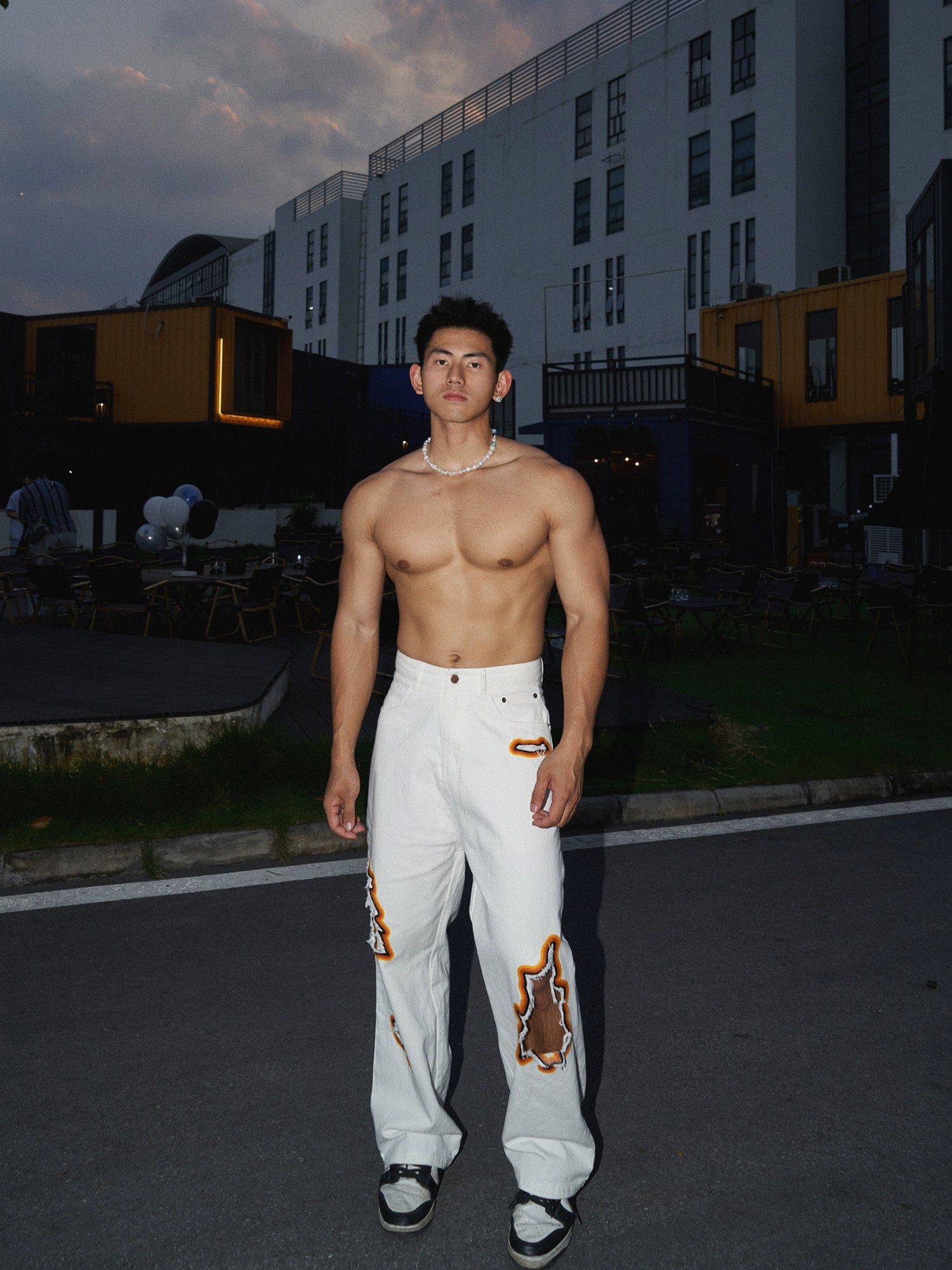 Burnt/Distressed Design Jeans