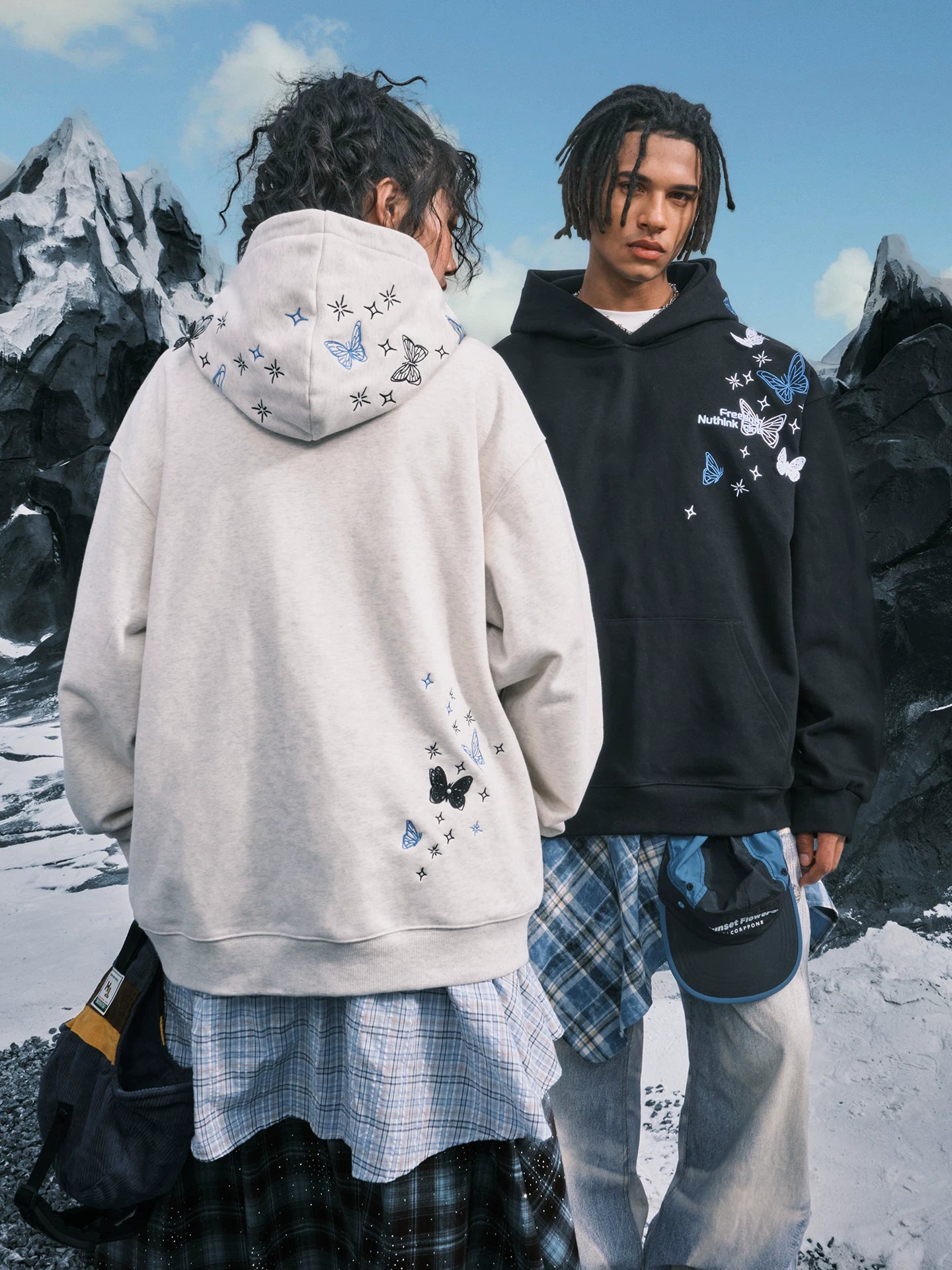 Butterfly Embroidered Oversized Pullover Hoodie