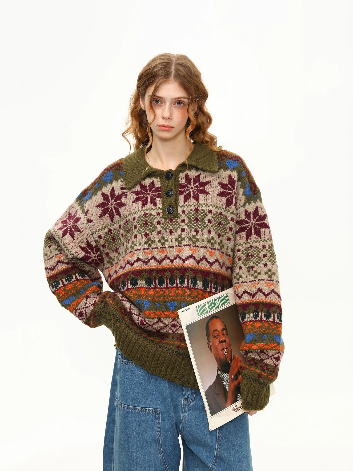 Forest Carol Henley Fair Isle Sweater