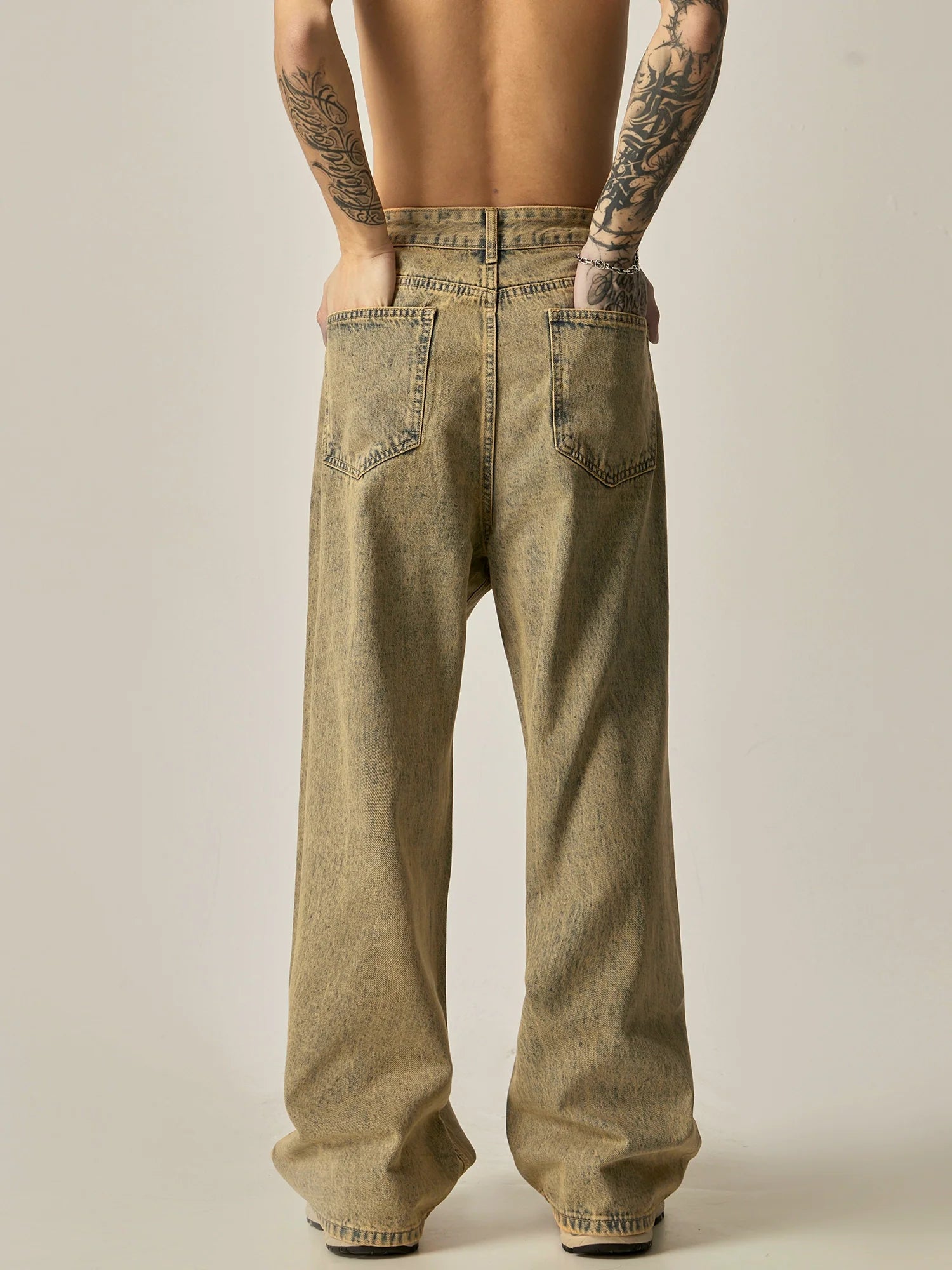 Vintage Wheat Wide-Leg Relaxed Fit Jeans