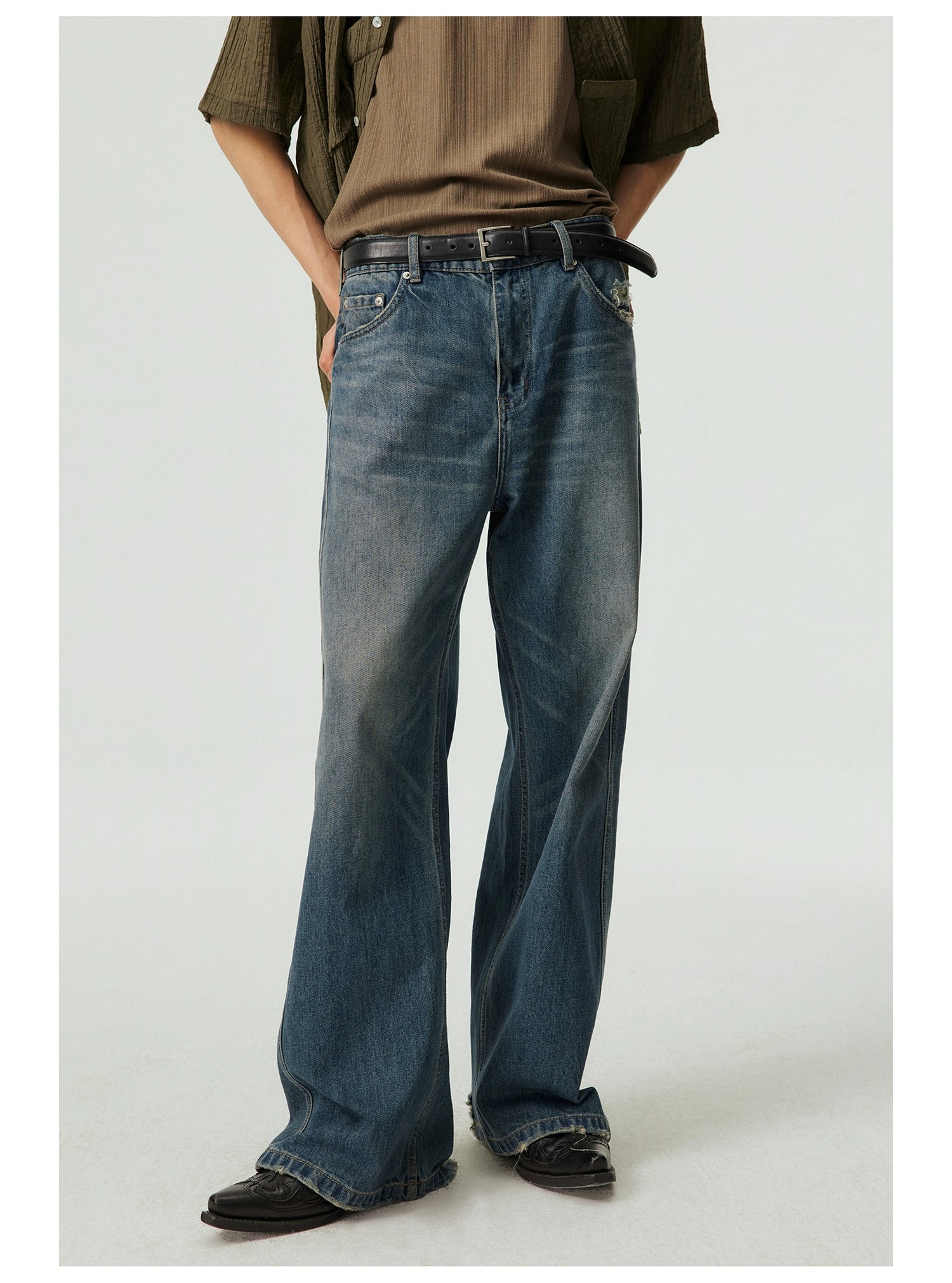 Dark Wash Wide-Leg Relaxed Jeans